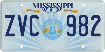 MS license plate ZVC982
