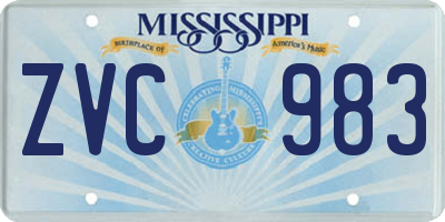 MS license plate ZVC983