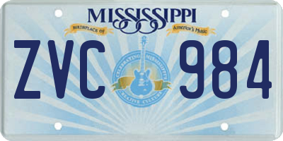 MS license plate ZVC984