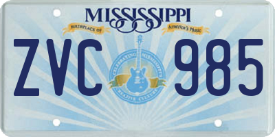 MS license plate ZVC985