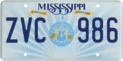 MS license plate ZVC986