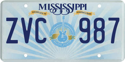 MS license plate ZVC987
