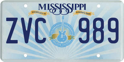 MS license plate ZVC989