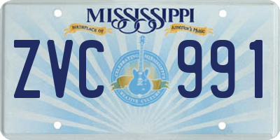 MS license plate ZVC991