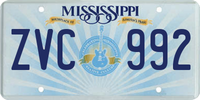 MS license plate ZVC992