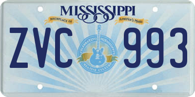 MS license plate ZVC993