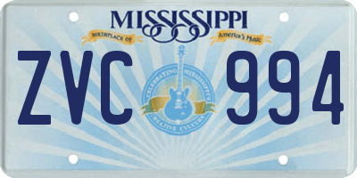 MS license plate ZVC994