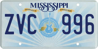 MS license plate ZVC996