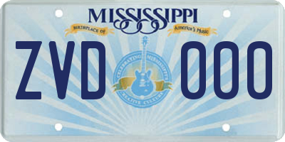 MS license plate ZVD000