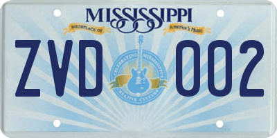 MS license plate ZVD002