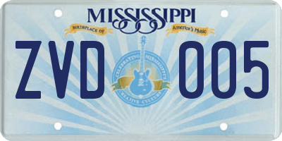 MS license plate ZVD005
