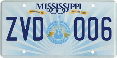 MS license plate ZVD006