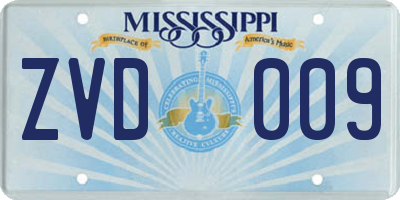 MS license plate ZVD009