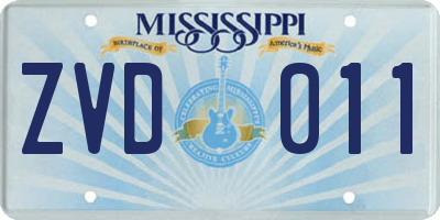 MS license plate ZVD011