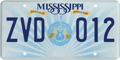 MS license plate ZVD012