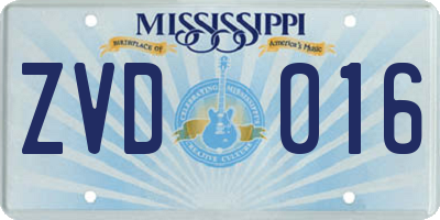 MS license plate ZVD016