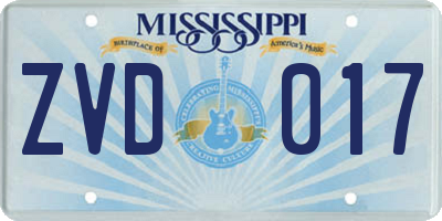 MS license plate ZVD017