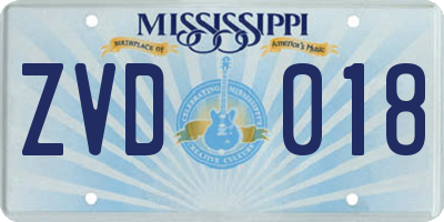 MS license plate ZVD018