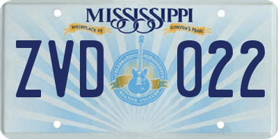 MS license plate ZVD022