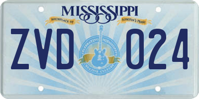 MS license plate ZVD024