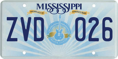 MS license plate ZVD026