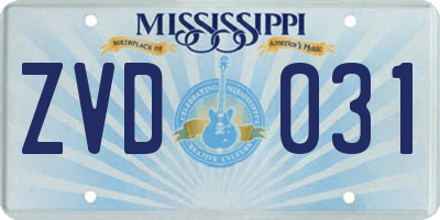 MS license plate ZVD031