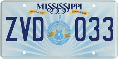 MS license plate ZVD033