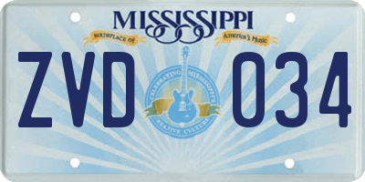 MS license plate ZVD034