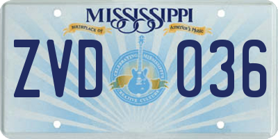 MS license plate ZVD036