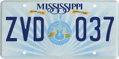 MS license plate ZVD037