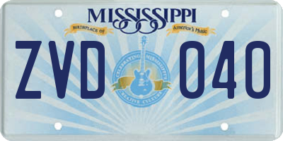 MS license plate ZVD040
