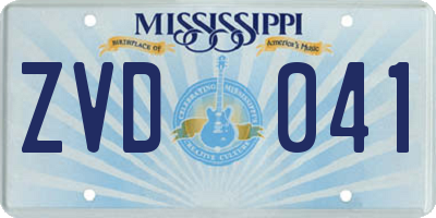 MS license plate ZVD041