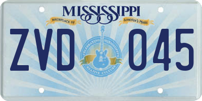 MS license plate ZVD045