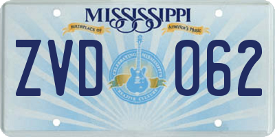 MS license plate ZVD062
