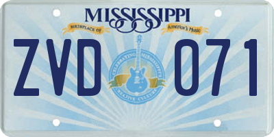 MS license plate ZVD071