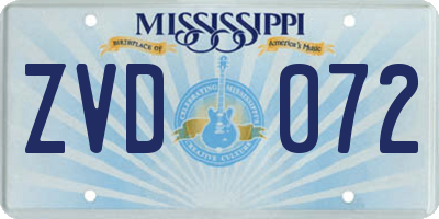 MS license plate ZVD072