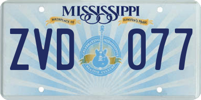 MS license plate ZVD077