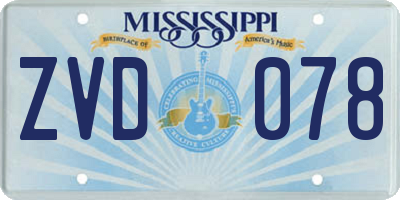 MS license plate ZVD078