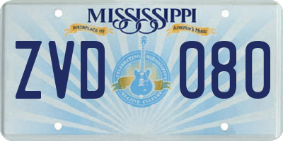 MS license plate ZVD080