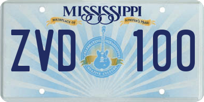 MS license plate ZVD100