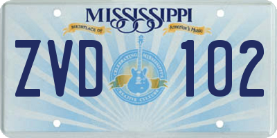 MS license plate ZVD102
