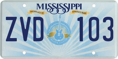 MS license plate ZVD103