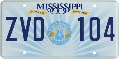 MS license plate ZVD104