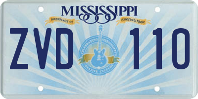 MS license plate ZVD110