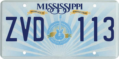 MS license plate ZVD113