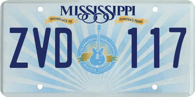 MS license plate ZVD117