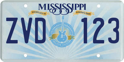 MS license plate ZVD123