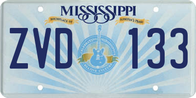 MS license plate ZVD133