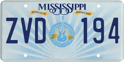 MS license plate ZVD194