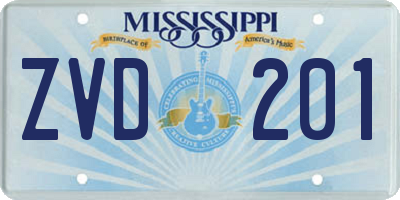 MS license plate ZVD201
